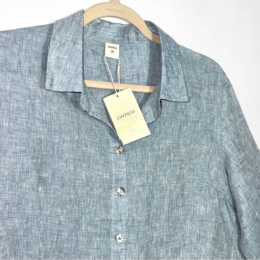 Women's Light Blue Button-Down Collared Shirt - Casual Relaxed Fit - Picture 5 of 16